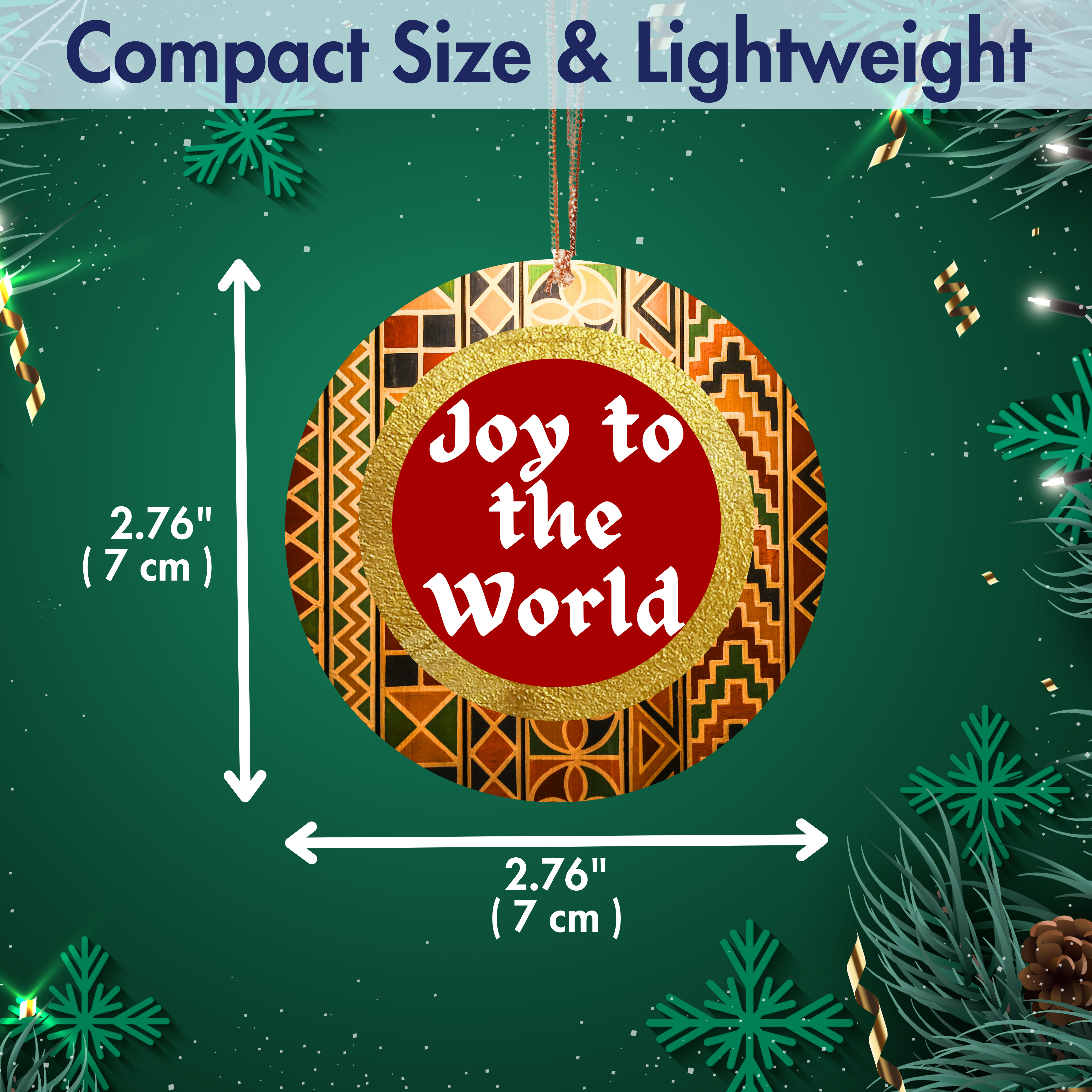 Christmas Ornament Joy to the World - African Print Inspired & Faith-Based