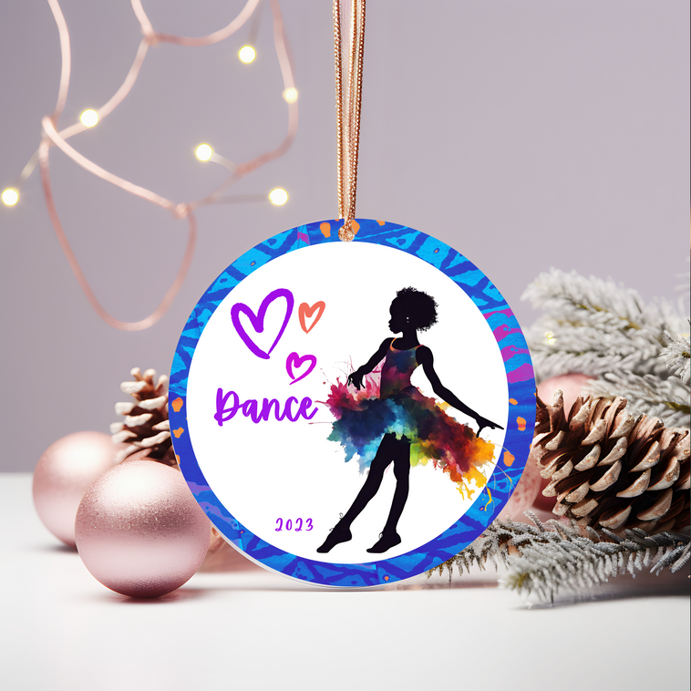 Christmas Ornament for Dancer (Little Girl) - African Print Inspired