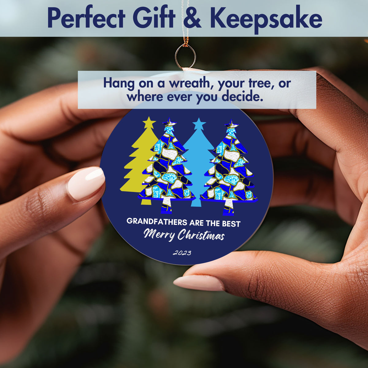 Christmas Ornament for Grandfathers - African Print Inspired
