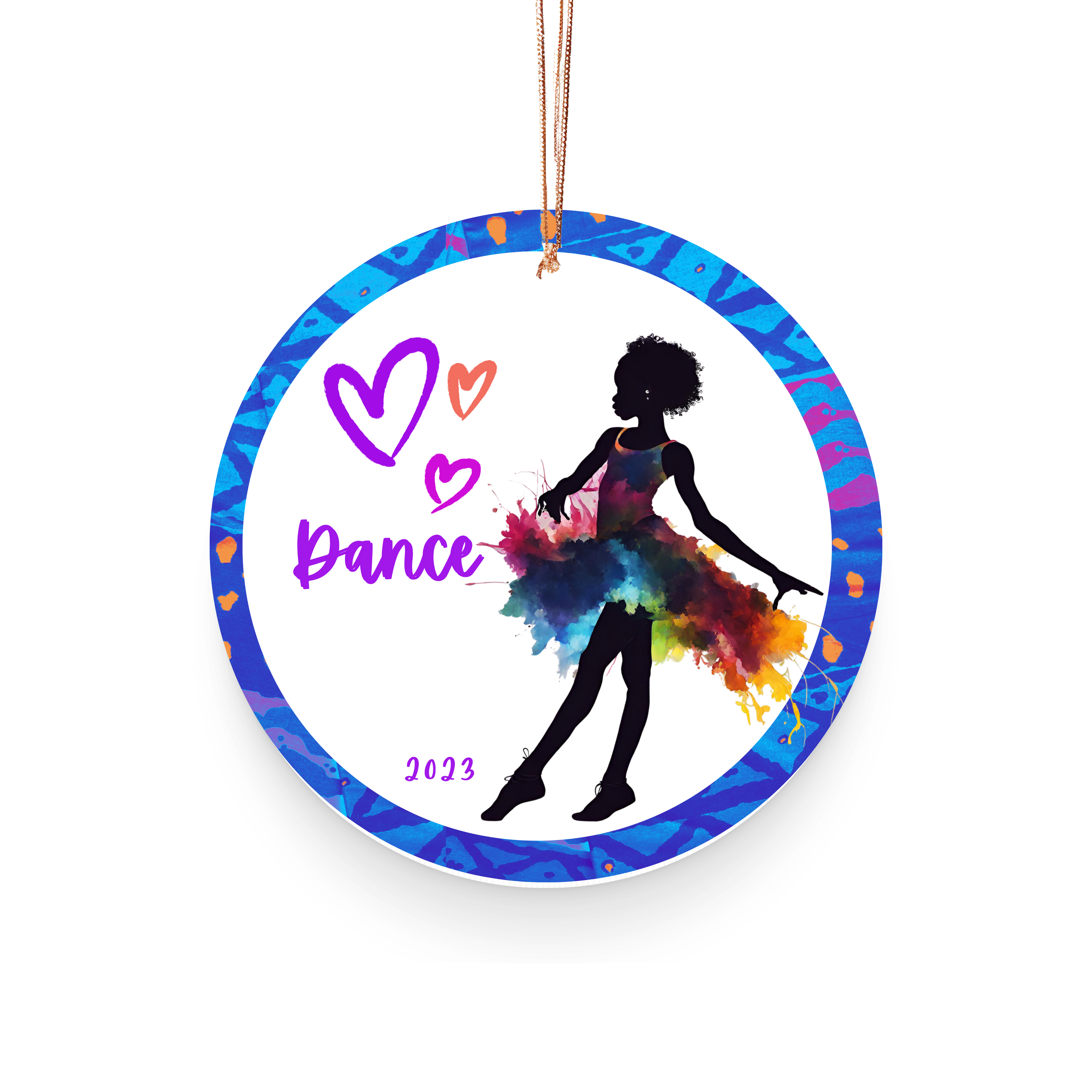Christmas Ornament for Dancer (Little Girl) - African Print Inspired