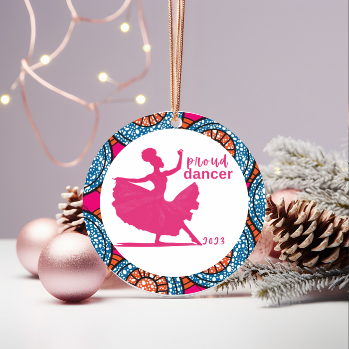 Christmas Ornament for Dancer (Female) - African Print Inspired