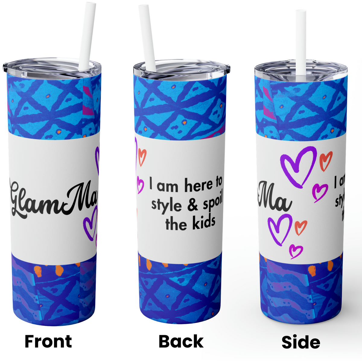 "Glam-Ma" Skinny Tumbler with Straw, 20oz