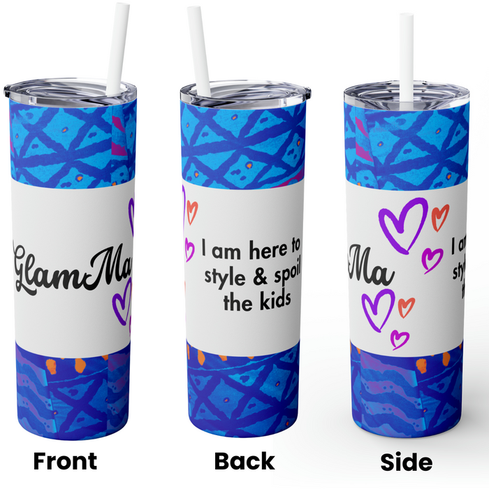 "Glam-Ma" Skinny Tumbler with Straw, 20oz