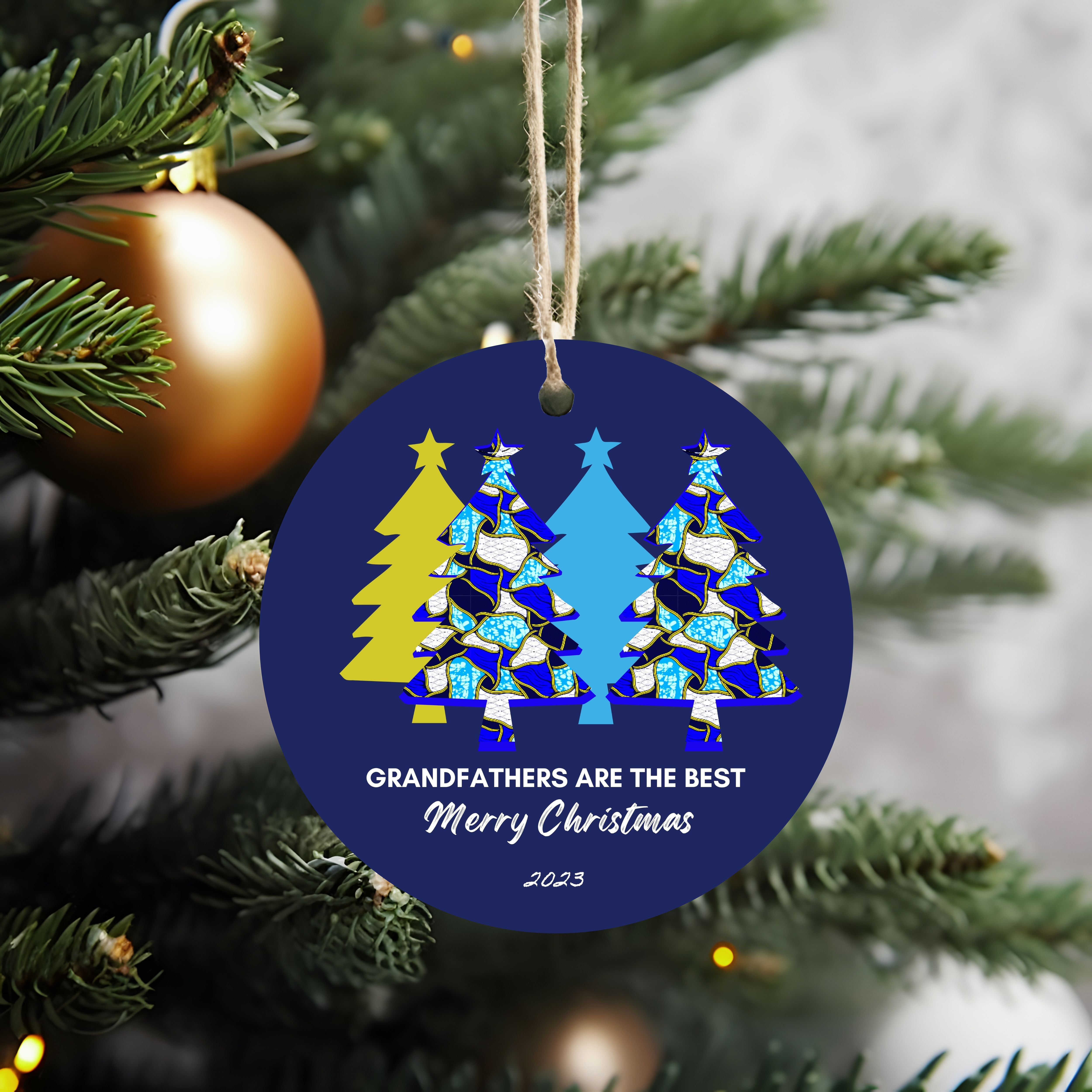 Christmas Ornament for Grandfathers - African Print Inspired