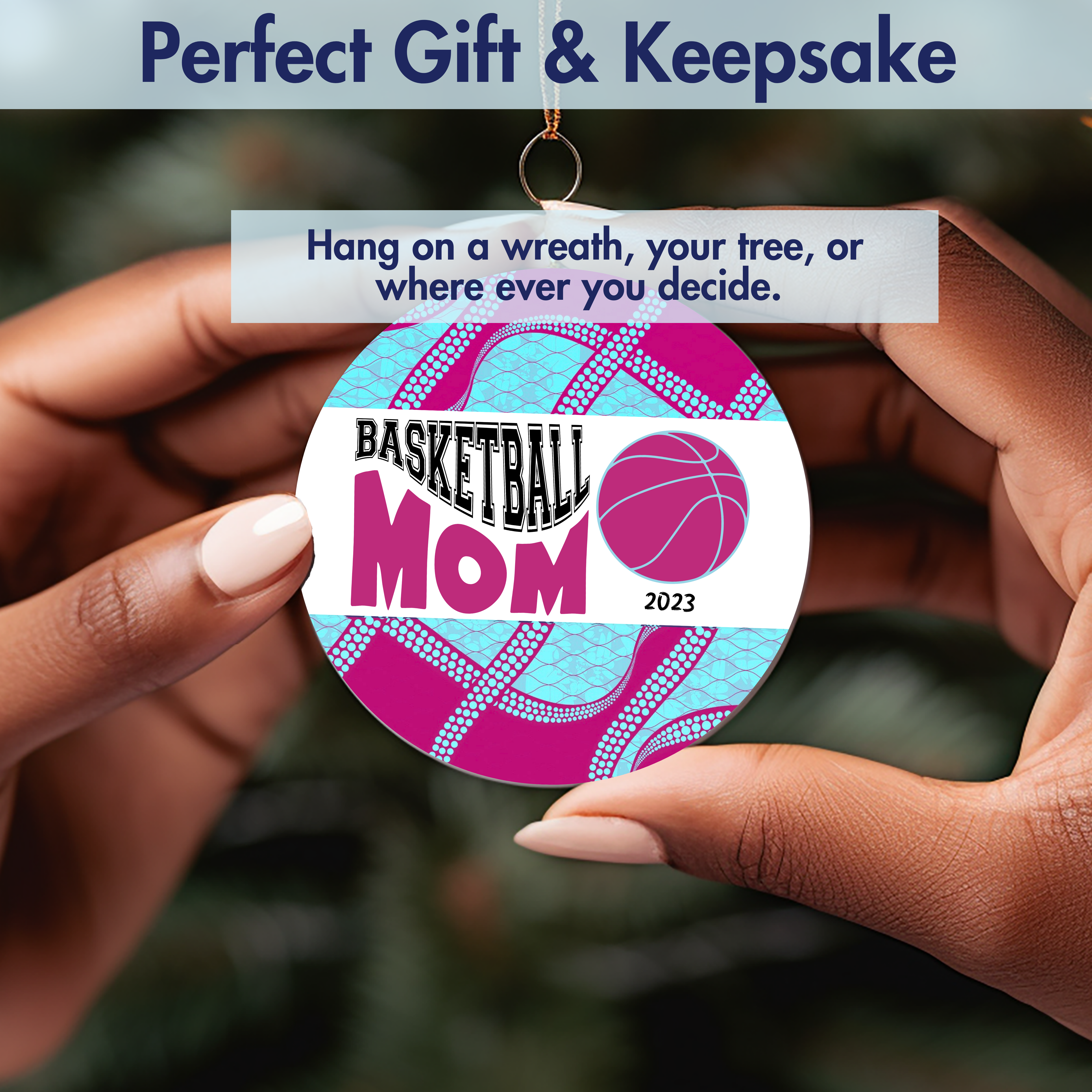 Christmas Ornament for Basketball Mom - African Print Inspired