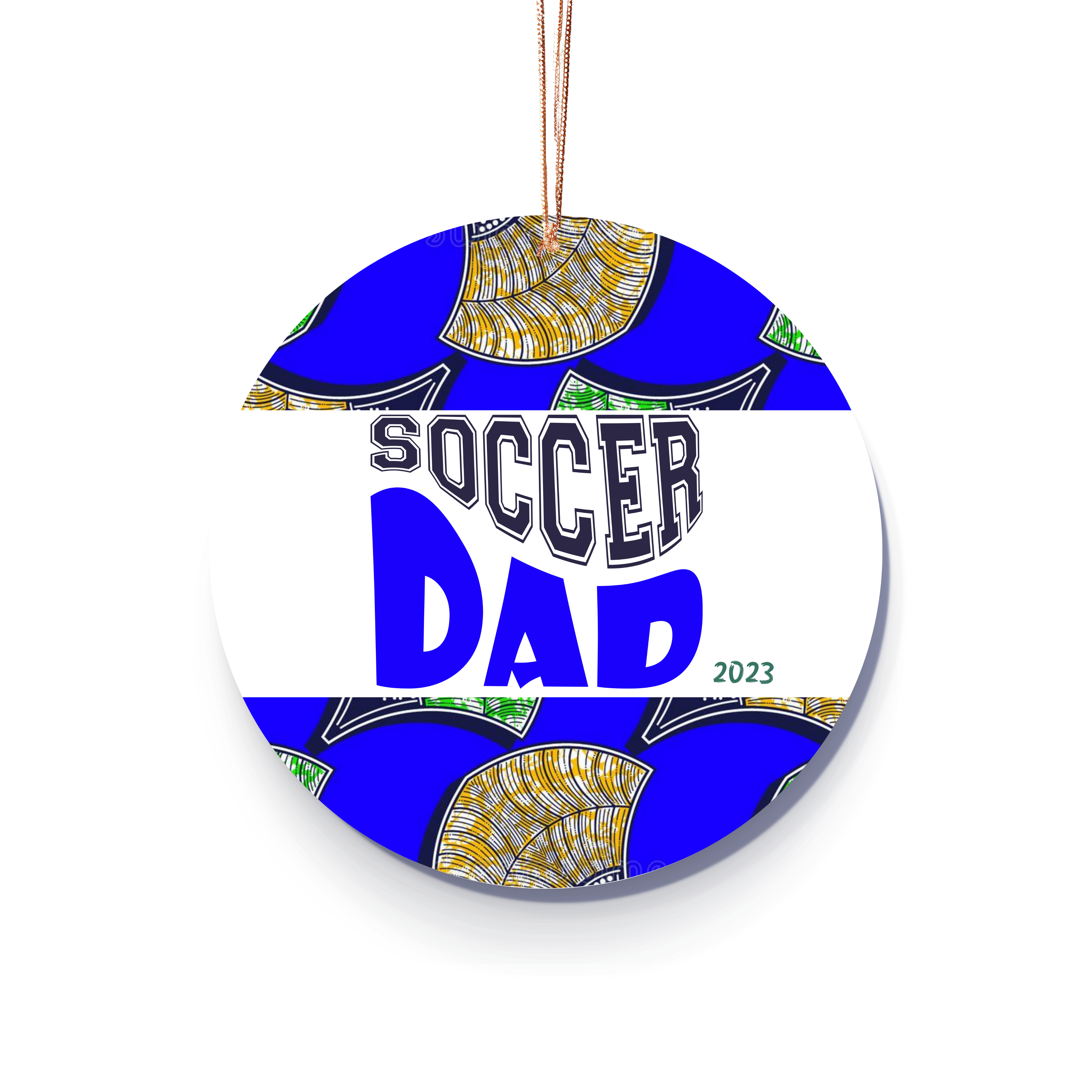 Christmas Ornament for Soccer Dad - African Print Inspired
