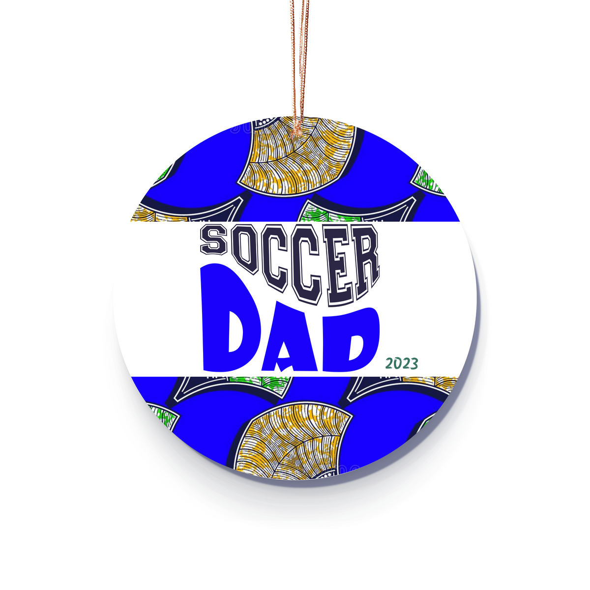 Christmas Ornament for Soccer Dad - African Print Inspired