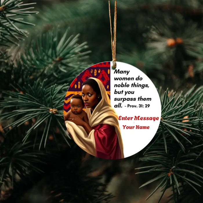 Personalized Ornament for Mother (Proverbs 31) African Print Inspired & Faith-Based copy