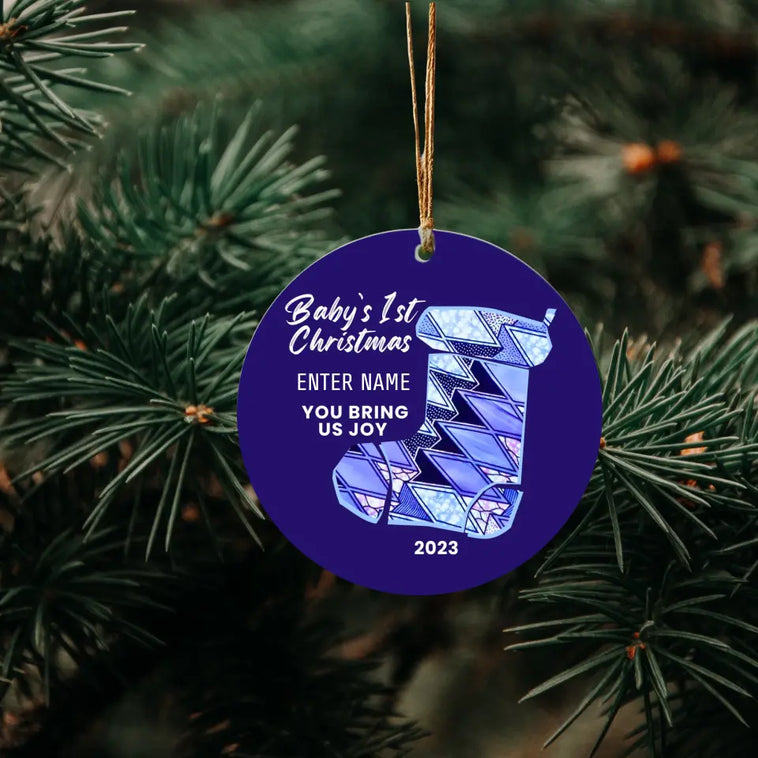 Personalized Ornament for Baby Boy's 1st Christmas African Print Inspired copy
