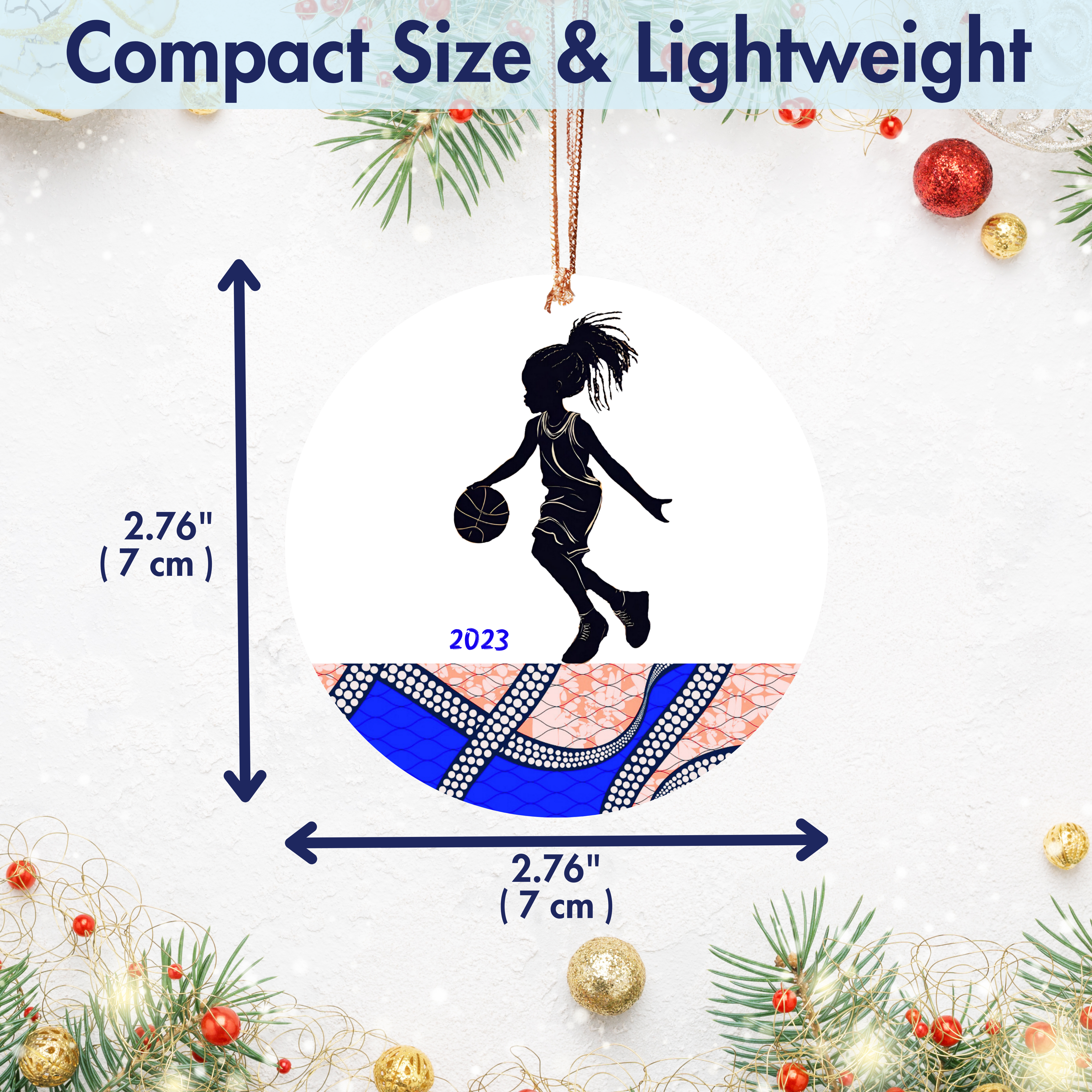 Christmas Ornament for Basketball Player & Fan (Girl) - African Print Inspired