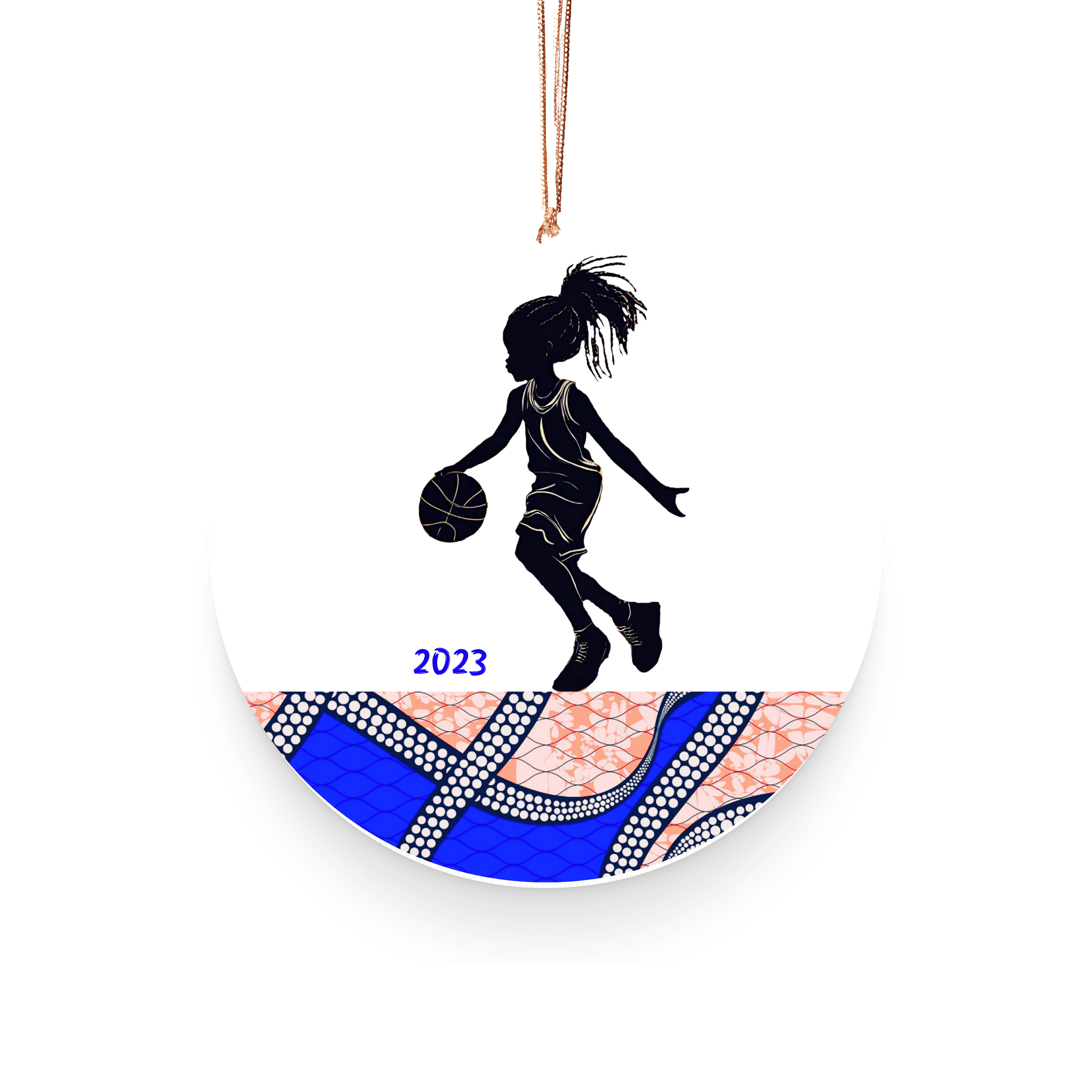 Christmas Ornament for Basketball Player & Fan (Girl) - African Print Inspired