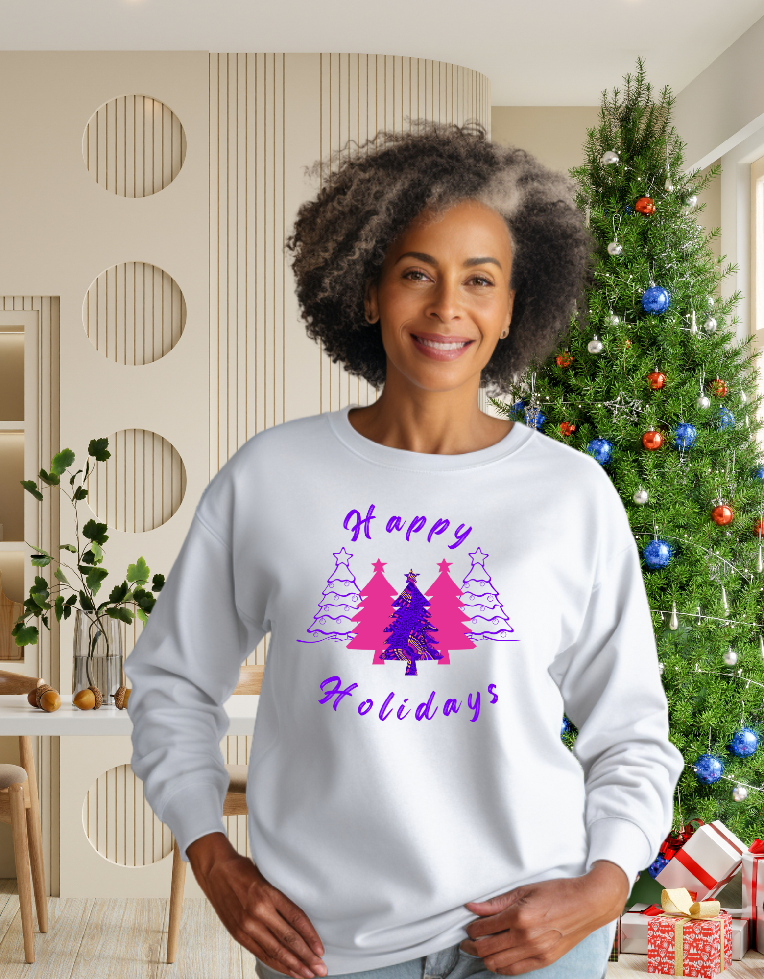 Happy Holidays African Print Sweatshirt