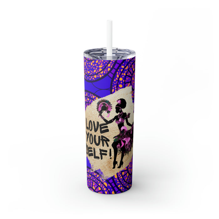 "Love" Skinny Tumbler with Straw, 20oz