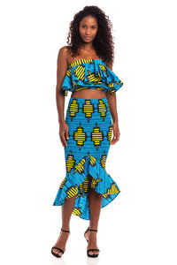 Radiant Smile African Print Smocked Skirt