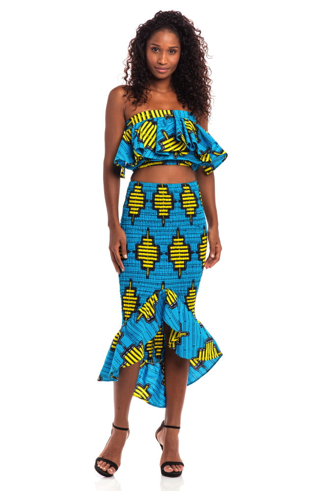 Radiant Smile African Print Smocked Skirt