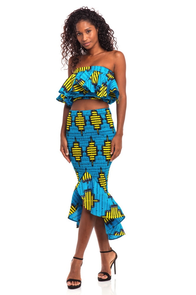 Radiant Smile African Print Smocked Skirt