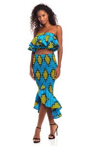 Radiant Smile African Print Smocked Skirt
