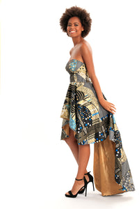 Cavalla Beauty African Print High Low Train Gown