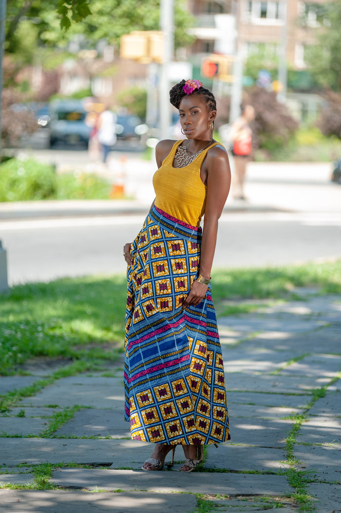 Bohemian Beauty African Print Maxi Skirt