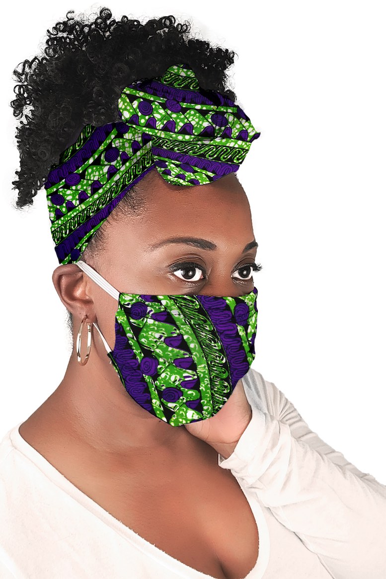 Deep Purple Kulinda Face Mask + Headwrap Matching Set