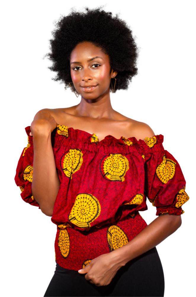 Falling in Love African Print Off Shoulder Top
