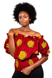 Falling in Love African Print Off Shoulder Top
