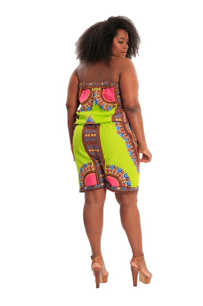 Jump for My Love African Print Romper (Knee-Length)